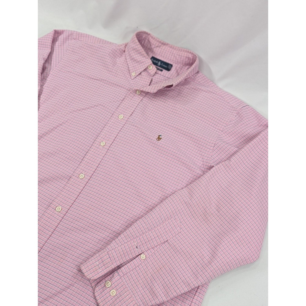Vintage Ralph Lauren Men's Classic Fit Cotton Oxford Pink  17 1/2-34/35 Logo